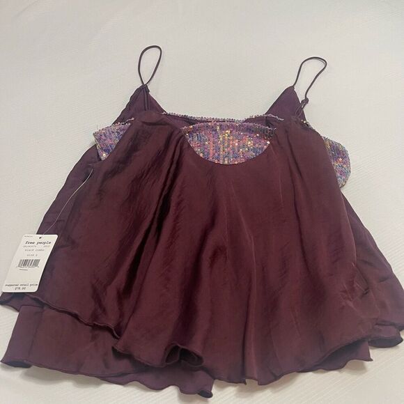 NWT Intimately Free People Dark Purple Sequin Combo Tank Top Size Large New - Picture 6 of 7